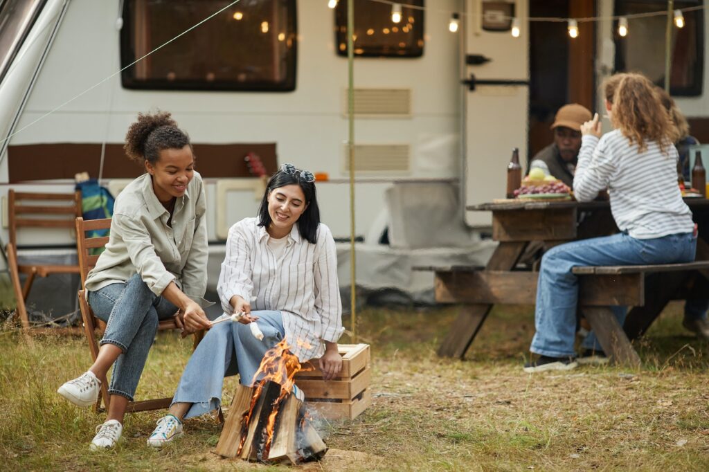 Friends Relaxing at RV Camping